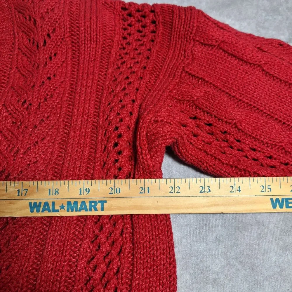 Vintage Cabin Creek Red Size Large Knit Cardigan 90s Cabincore Shoulder Pads